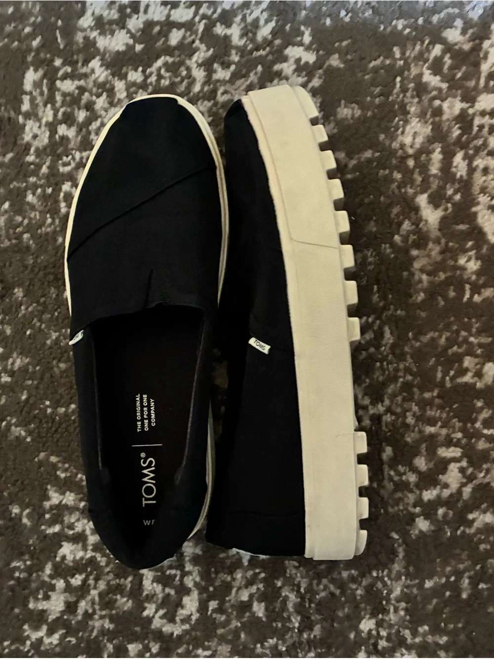 TOMS Black Canvas Slip-On with Light Blue Accent